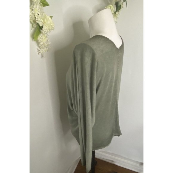 Free For Humanity Size Small Lightweight Sweater Top Metallic Trim Long Sleeves - Picture 5 of 16